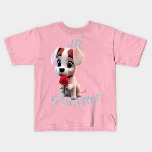 Galentines day puppy Kids T-Shirt